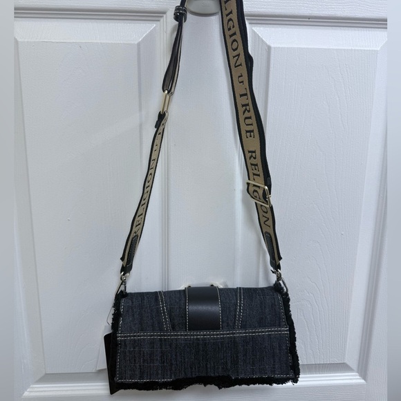 NWT True Religion Frayed Denim Mini Flap Crossbody Bag - Picture 5 of 8